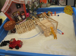 Sand Tray Therapy Class Assignment: House, Tree, Water, Sun, & Animal Sand Tray