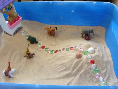 Day 4 of extended sand tray therapy tray.
