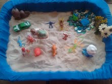 My very first sand tray for my sand tray therapy class.