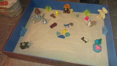 First Sand Tray from a Sand Tray Therapy Student in class.