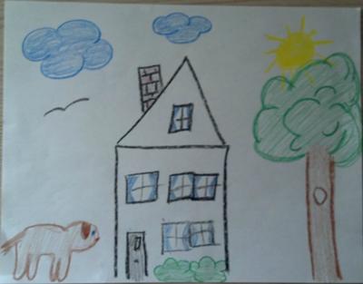 School Counselor / Play Therapy: House/Tree/Sun Drawing & Family Portrait example 1