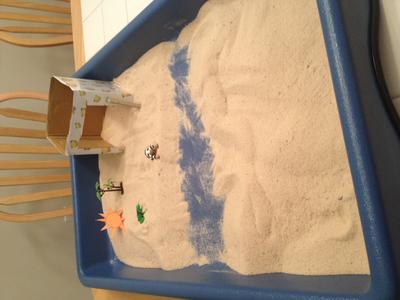 Sand Tray Therapy Class Assignment: House, Tree, Water, Sun, Animal Sand Tray Student #4 